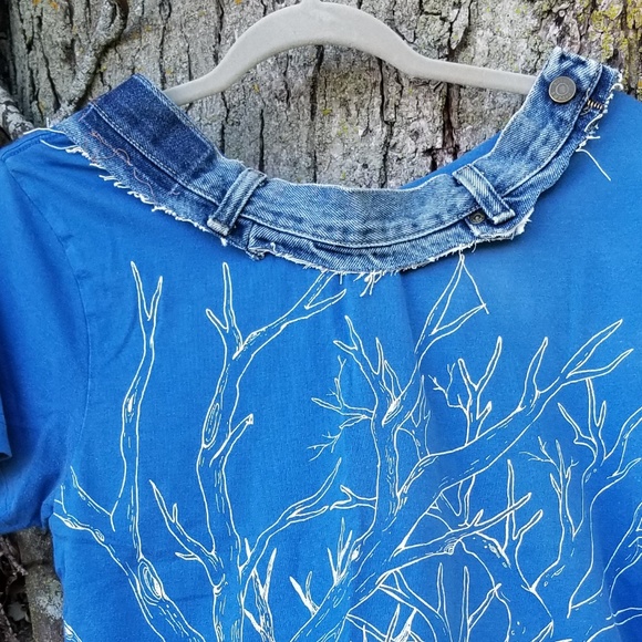 Tree Graphic Tee Jean Tshirt Upcycled - Picture 4 of 4